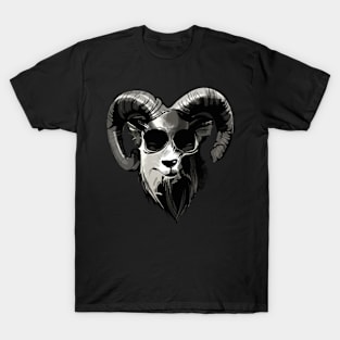 Thug Ram With Glasses animal art T-Shirt